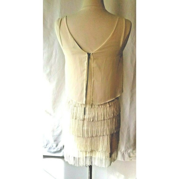 American Eagle  Womens Flapper Fringe Ivory Dress - Picture 7 of 8